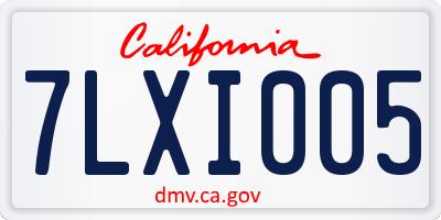CA license plate 7LXI005