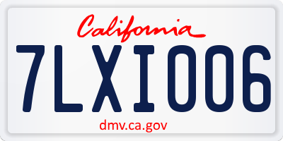 CA license plate 7LXI006