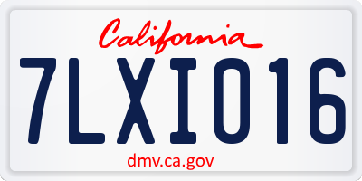 CA license plate 7LXI016