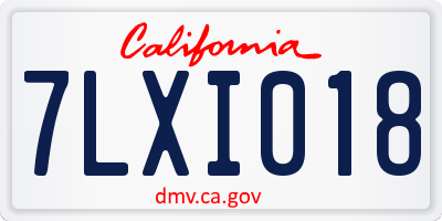 CA license plate 7LXI018