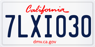 CA license plate 7LXI030