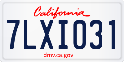 CA license plate 7LXI031