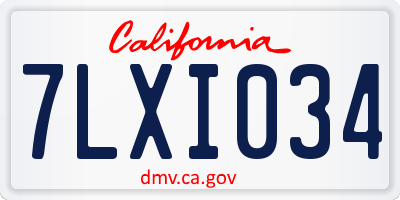 CA license plate 7LXI034
