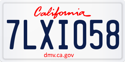 CA license plate 7LXI058