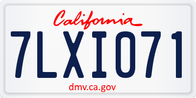 CA license plate 7LXI071