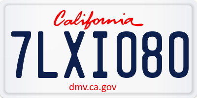 CA license plate 7LXI080