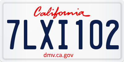 CA license plate 7LXI102