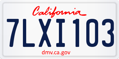 CA license plate 7LXI103