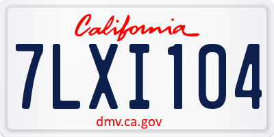 CA license plate 7LXI104