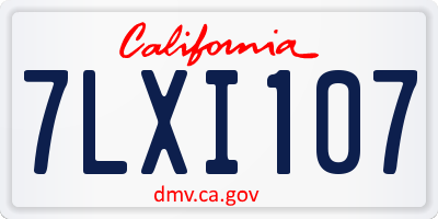 CA license plate 7LXI107