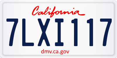 CA license plate 7LXI117