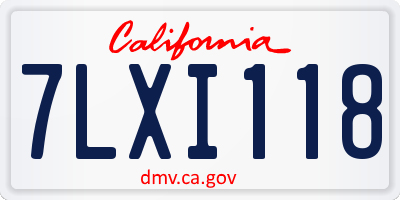CA license plate 7LXI118