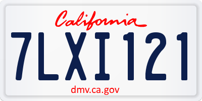 CA license plate 7LXI121