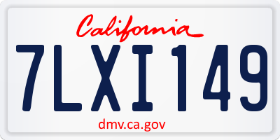 CA license plate 7LXI149