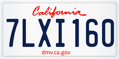 CA license plate 7LXI160
