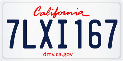 CA license plate 7LXI167