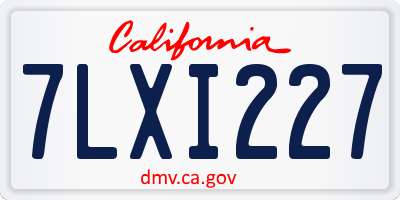 CA license plate 7LXI227