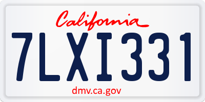 CA license plate 7LXI331
