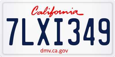 CA license plate 7LXI349