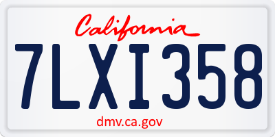 CA license plate 7LXI358