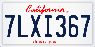 CA license plate 7LXI367