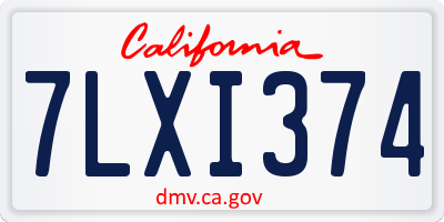 CA license plate 7LXI374