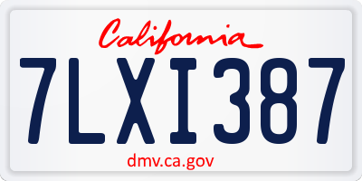 CA license plate 7LXI387