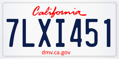 CA license plate 7LXI451