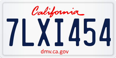 CA license plate 7LXI454