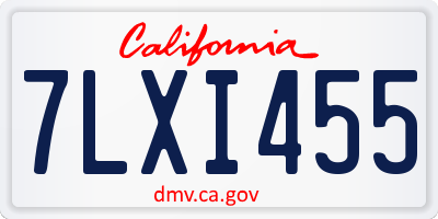 CA license plate 7LXI455