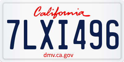 CA license plate 7LXI496