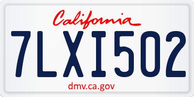 CA license plate 7LXI502