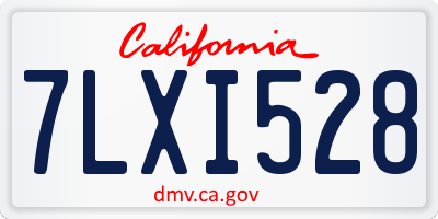 CA license plate 7LXI528
