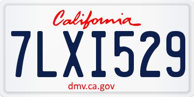 CA license plate 7LXI529