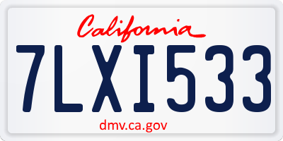 CA license plate 7LXI533
