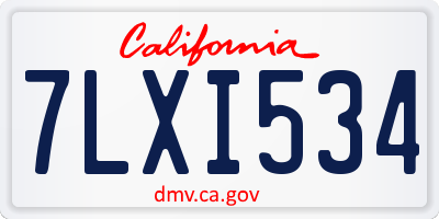 CA license plate 7LXI534
