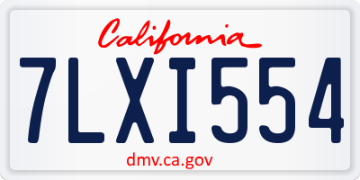 CA license plate 7LXI554