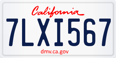 CA license plate 7LXI567