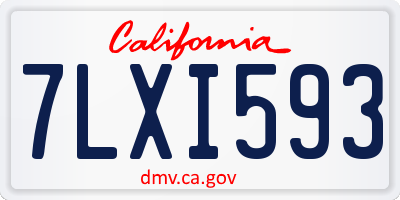 CA license plate 7LXI593