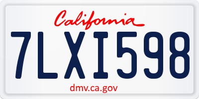 CA license plate 7LXI598