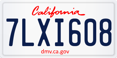 CA license plate 7LXI608