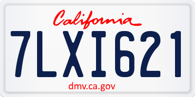 CA license plate 7LXI621