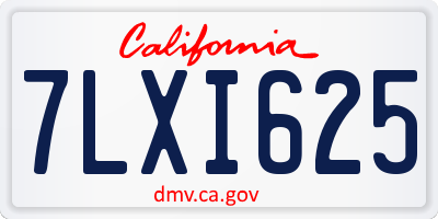 CA license plate 7LXI625