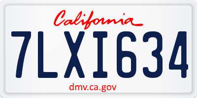 CA license plate 7LXI634