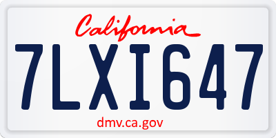 CA license plate 7LXI647