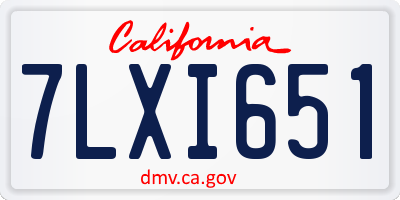 CA license plate 7LXI651