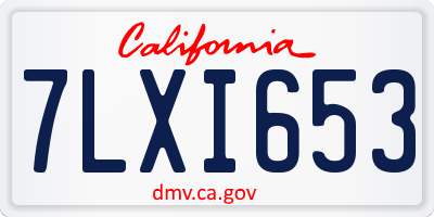 CA license plate 7LXI653