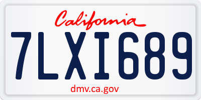 CA license plate 7LXI689