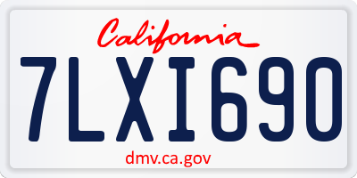 CA license plate 7LXI690