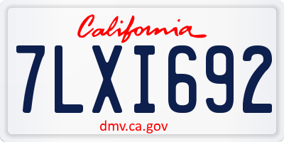 CA license plate 7LXI692